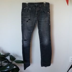 Big star distressed black bootcut jeans